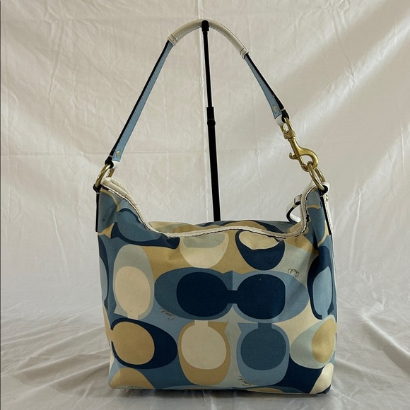 Coach Signature Blue Scarf Print Hobo Bag 11734 - Picture 2 of 9